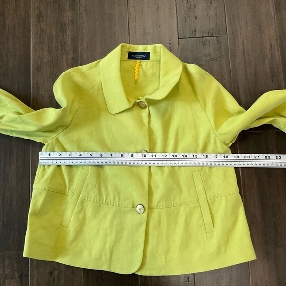 Piazza Sempione Made In Italy Green Linen Blend Ruched Sleeves Jacket Size 40 - Picture 4 of 7